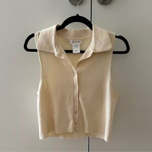 Lovers + Friends Cream Sleeveless Button-Up Top